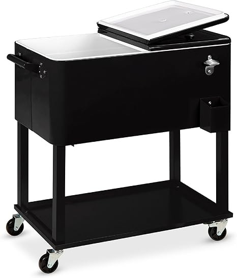 Best Choice Products 80-Quart Outdoor Steel Rolling Cooler Cart w/Ice Chest, Bottle Opener, Catch... | Amazon (US)
