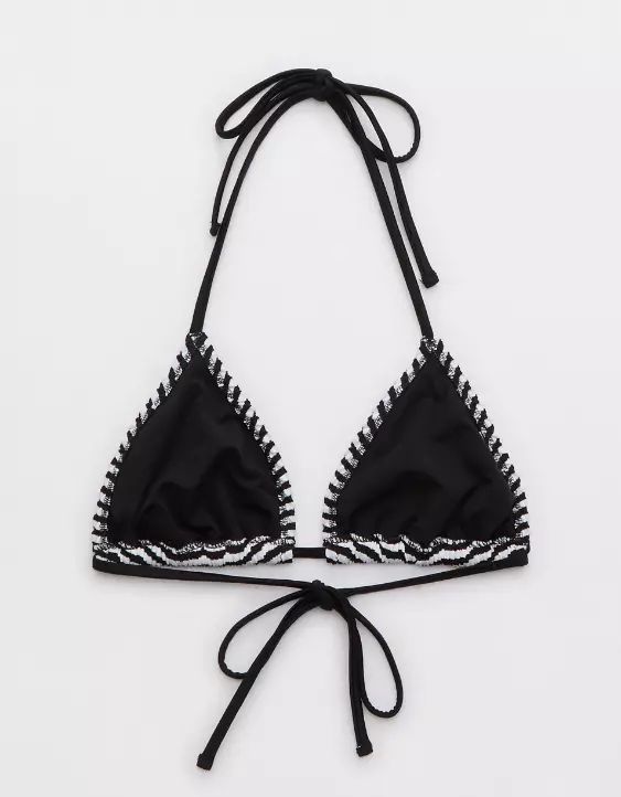 Aerie Crinkle Stripe String Triangle Bikini Top | Aerie