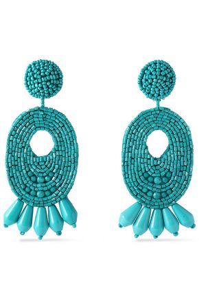 Kenneth Jay Lane Woman Gold-tone Beaded Earrings Turquoise Size - | The Outnet Global