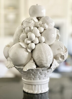 Blanc de Chine Handmade Italian Cremeware Fruit Basket Topiary Antique Majolica  | eBay | eBay US