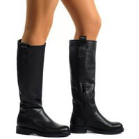 Knee High Boots Women Black Leather Low Heels, Thing Riding Styled Half Zipper Free Personalized | Etsy (US)