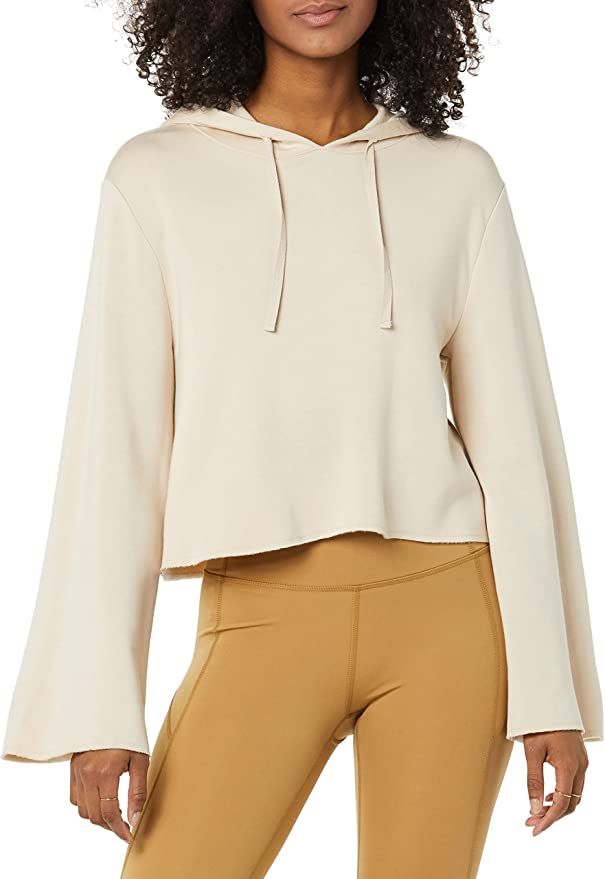 Core 10 Women's Cloud Soft Fleece Cropped Length Bell Sleeve Yoga Hoodie Sweatshirt | Amazon (US)