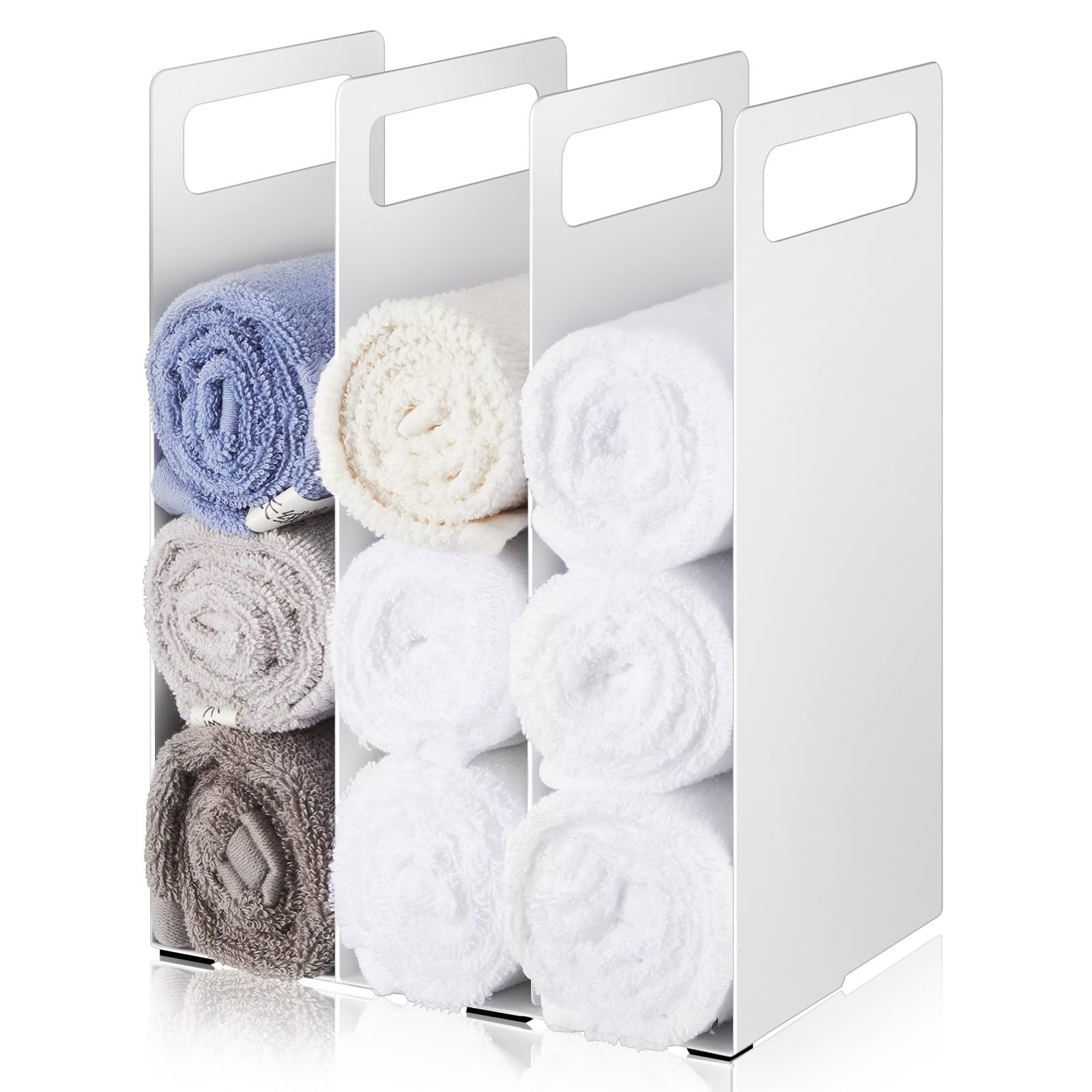 LEIFIDE Set of 2 Interlocking Towel Organizer Metal Bathroom Towel Storage Rack Shelf Dividers Or... | Amazon (US)