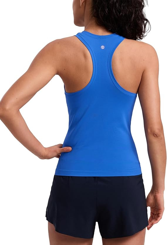 CRZ YOGA Seamless Workout Tank Tops for Women - Athletic Running Gym Sleeveless Shirts Crewneck R... | Amazon (US)