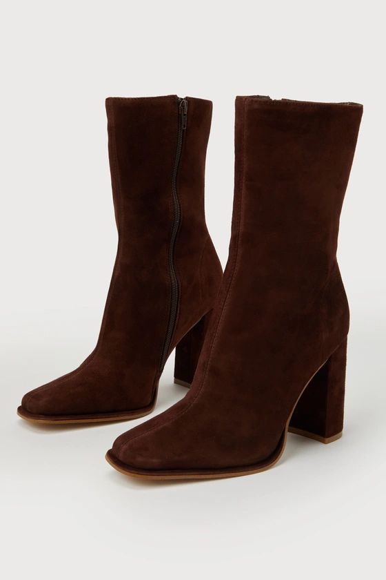 Lockwood Brown Suede Leather Mid-Calf Boots | Lulus (US)