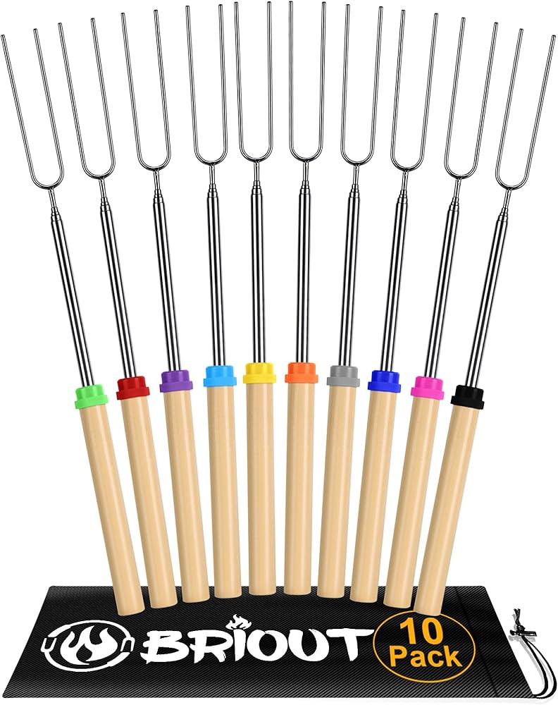 Briout Extendable Stainless Steel Roasting Sticks - Smores Sticks for Fire Pit Long 32 Inch, Smor... | Amazon (US)