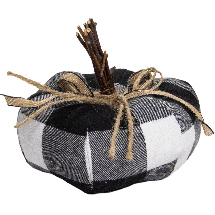 Northlight 4.5" Black and White Buffalo Plaid Plush Fall Harvest Pumpkin | Target