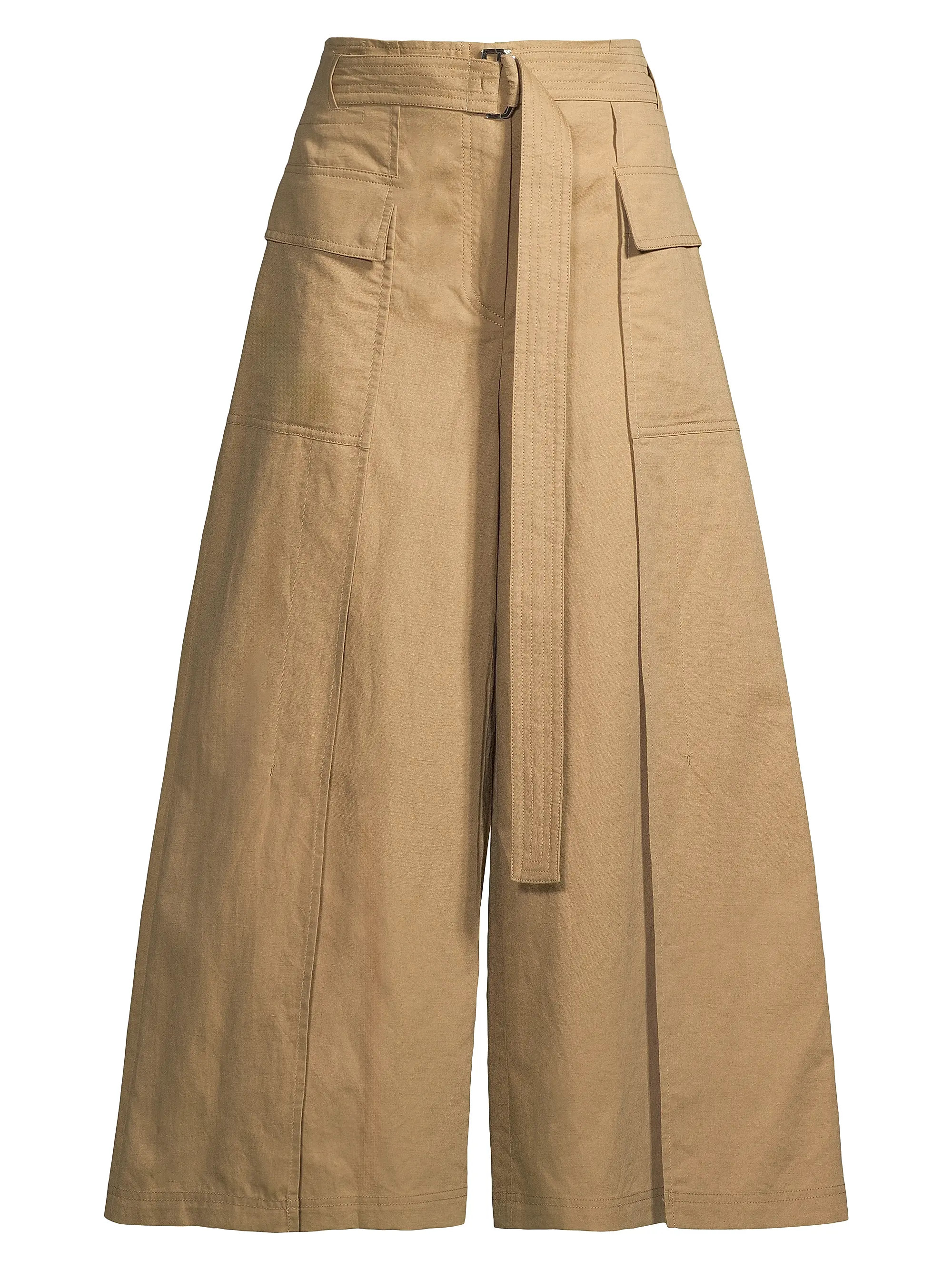 Pinide Cotton & Linen Crop Wide-Leg Pants | Saks Fifth Avenue