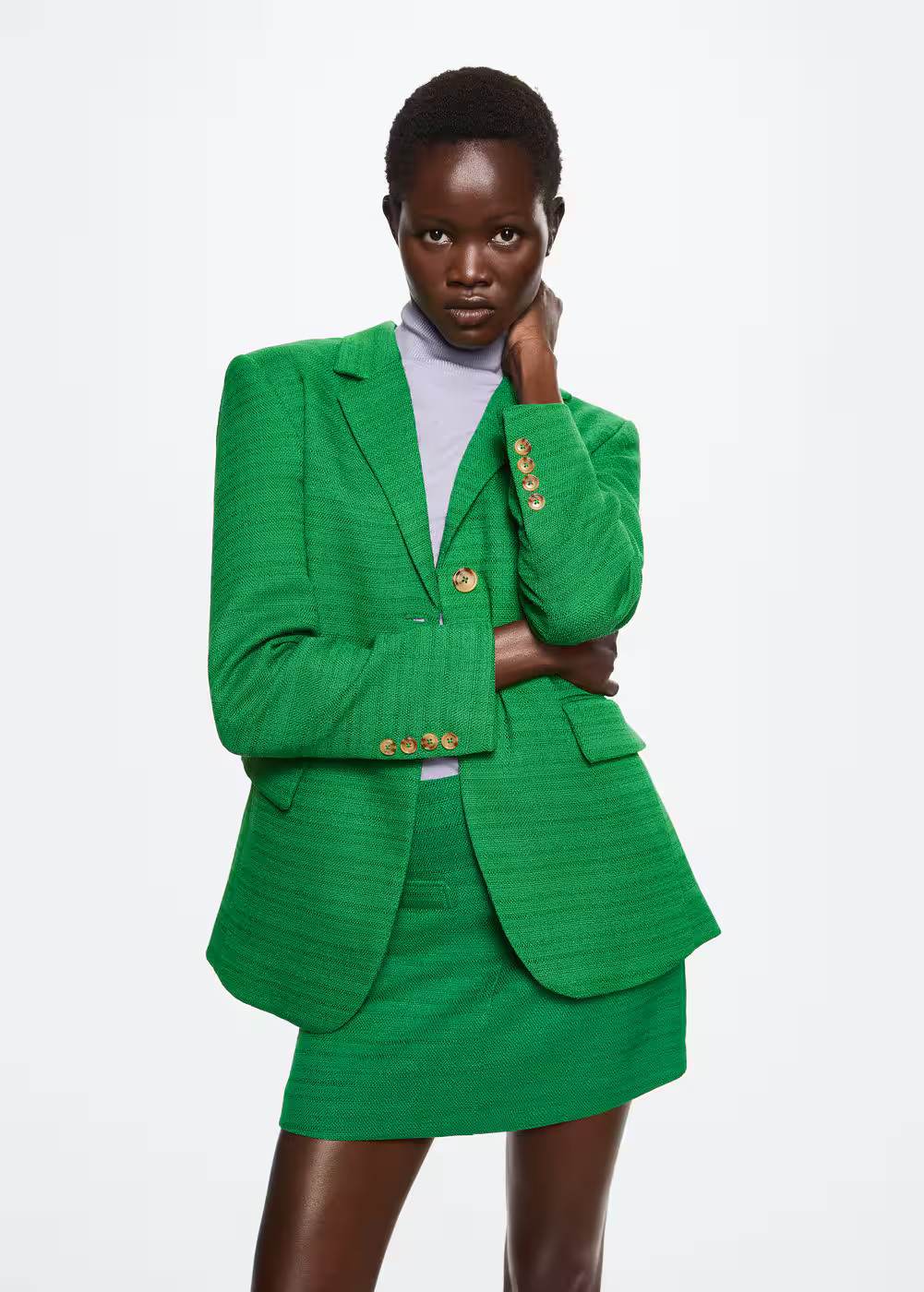 Buttons tweed blazer -  Women | Mango USA | MANGO (US)