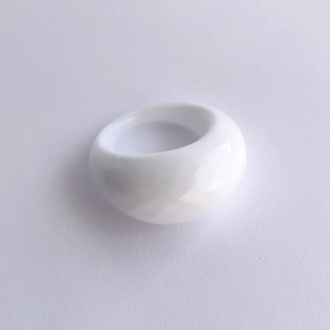White Chunky Glass Ring | Etsy (US)