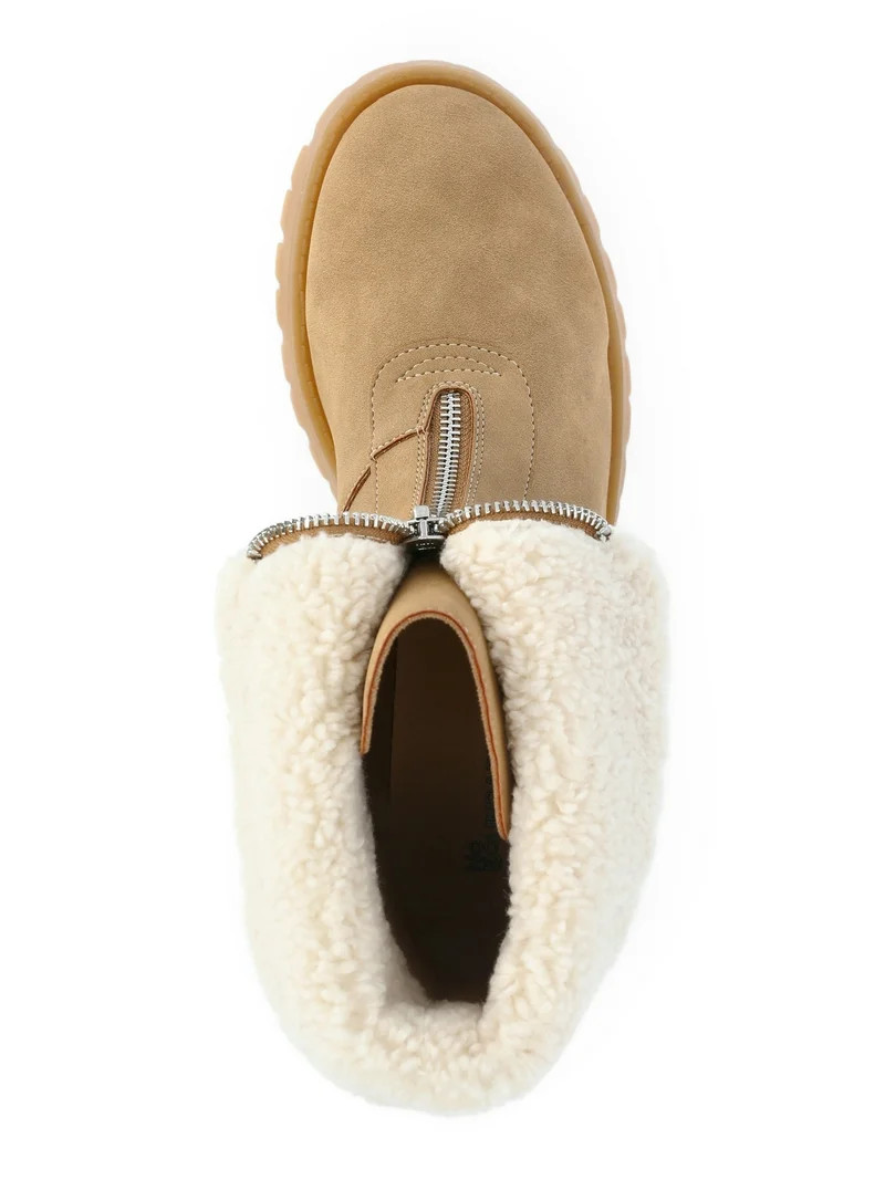 No Boundaries Women's Fold Over Zip Front Boots, Wide Width Available | Walmart (US)