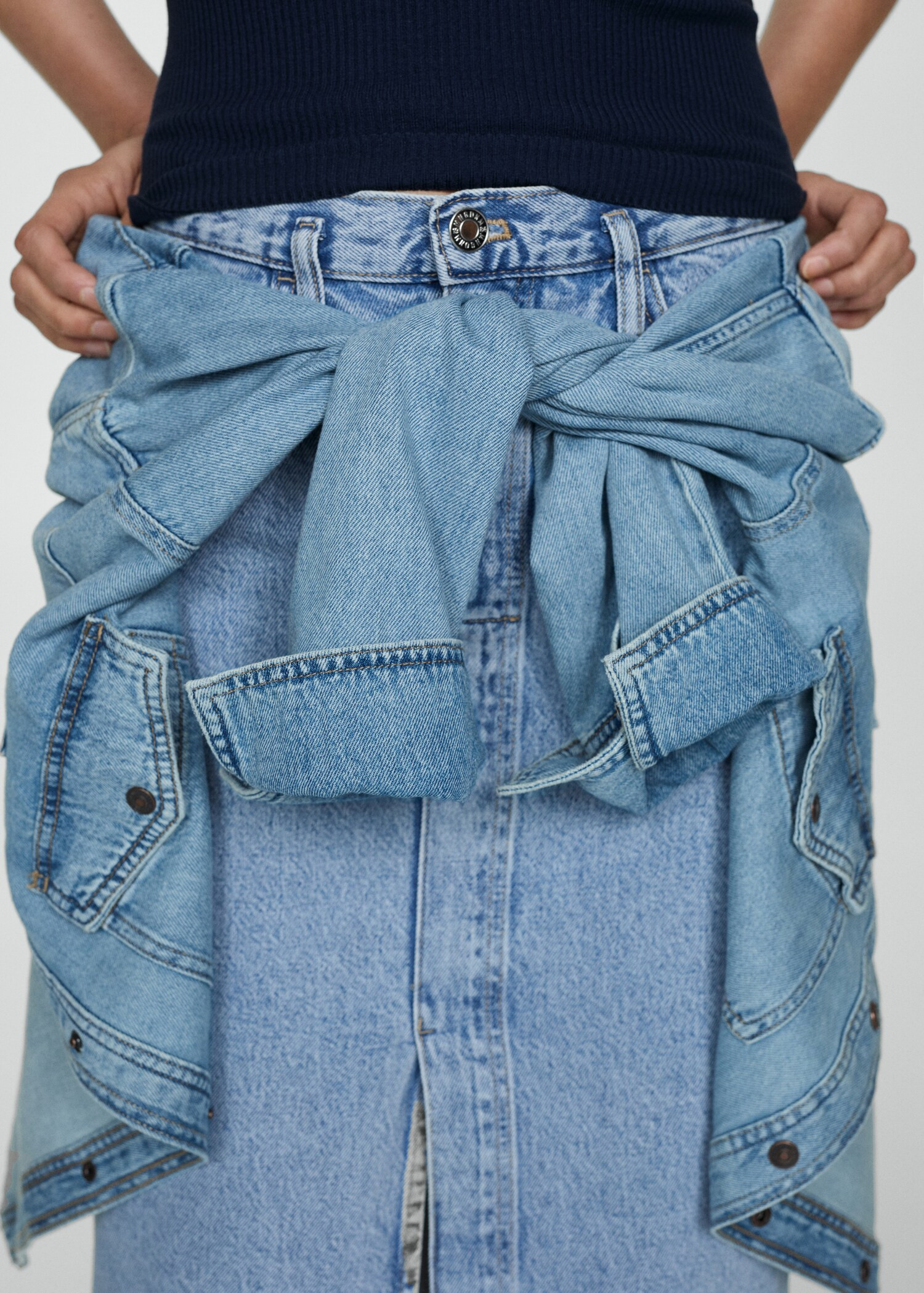 Slit denim skirt | MANGO (US)