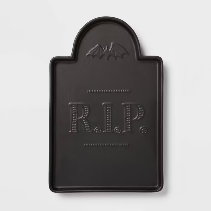 11" x 7" Stoneware RIP Tombstone Serving Platter - Threshold™ | Target