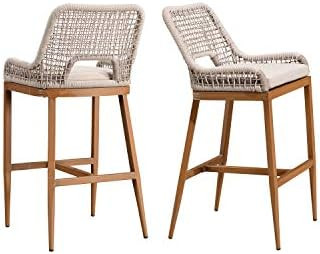 PURPLE LEAF Outdoor Bar Stool Chair Set of 2 Modern Bar Stool Chairs Patio Metal Stools with Back... | Amazon (US)