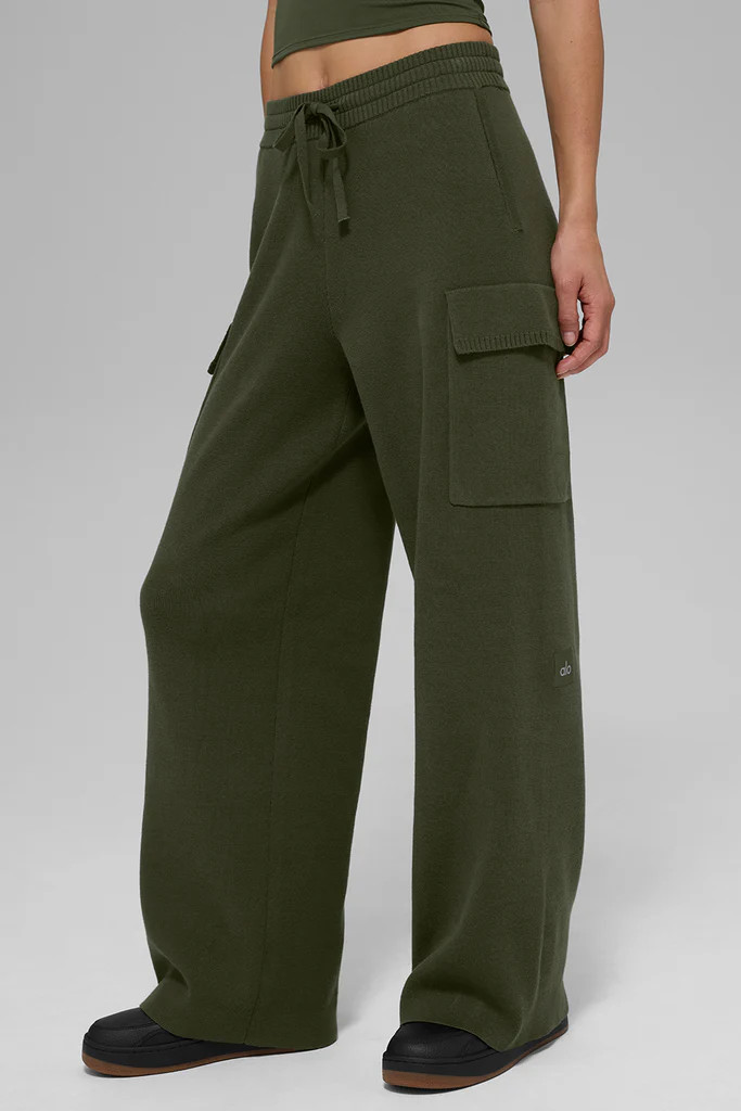 Scholar Knit High-Waist Cargo Pant - Green Olive | Alo Yoga (US)