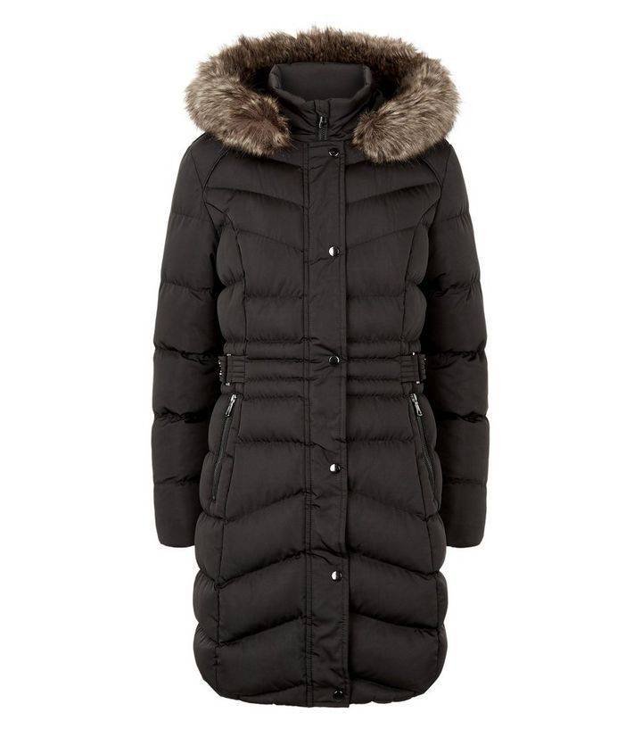 Black Belted Longline Puffer Jacket | New Look | New Look (UK)
