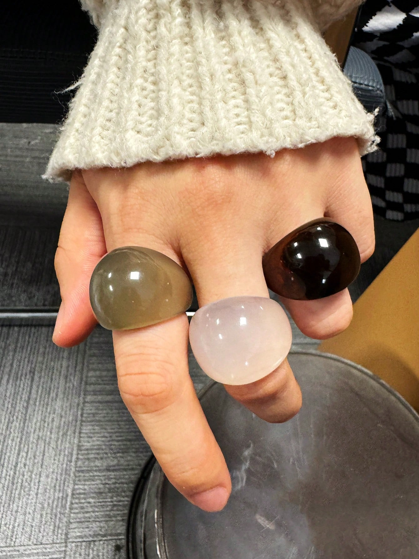 3pcs/Set Minimalist Vintage Solid Color Resin Rings | SHEIN