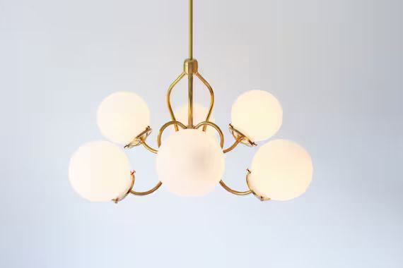 Brass Chandelier Lighting Fixture Brass Pendant Lamp 6 White | Etsy | Etsy (US)
