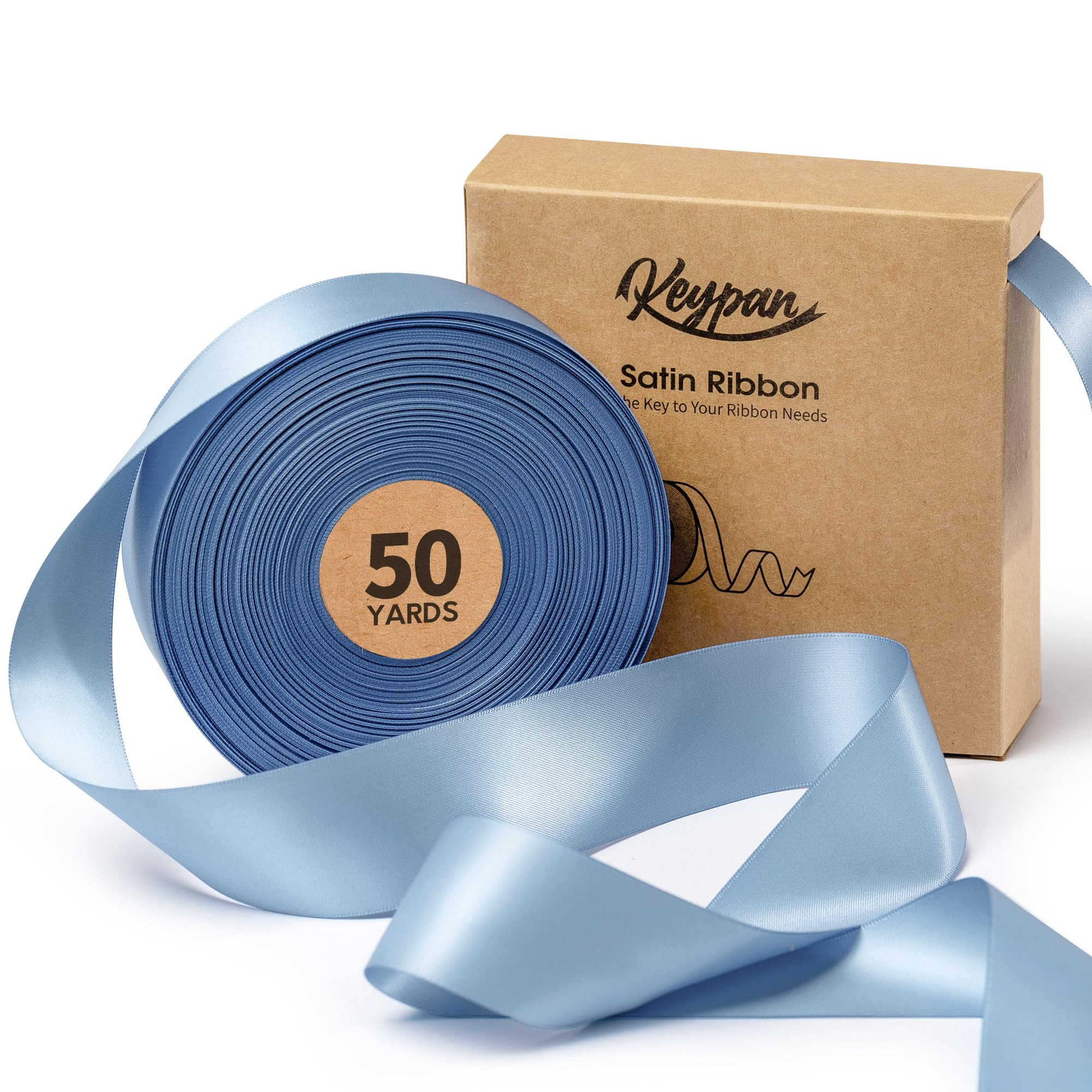Blue Satin Ribbon 1-1/2 Inch x 50 Yards Double-Faced Ribbons for Gift Wrapping Flower Bouquet Wed... | Amazon (US)