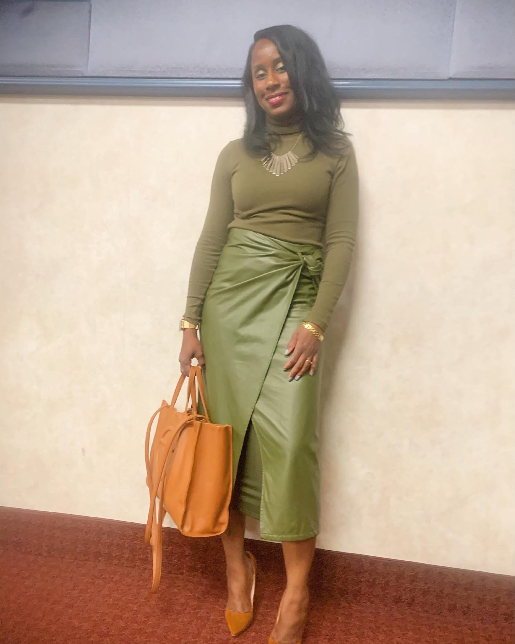 In style at the assembly. #monochromatic #olivegreen #allgreen #neutrals #wintervibes #jw #jwstyle #cognac #modestfashion

#LTKitbag #LTKshoecrush #LTKbeauty