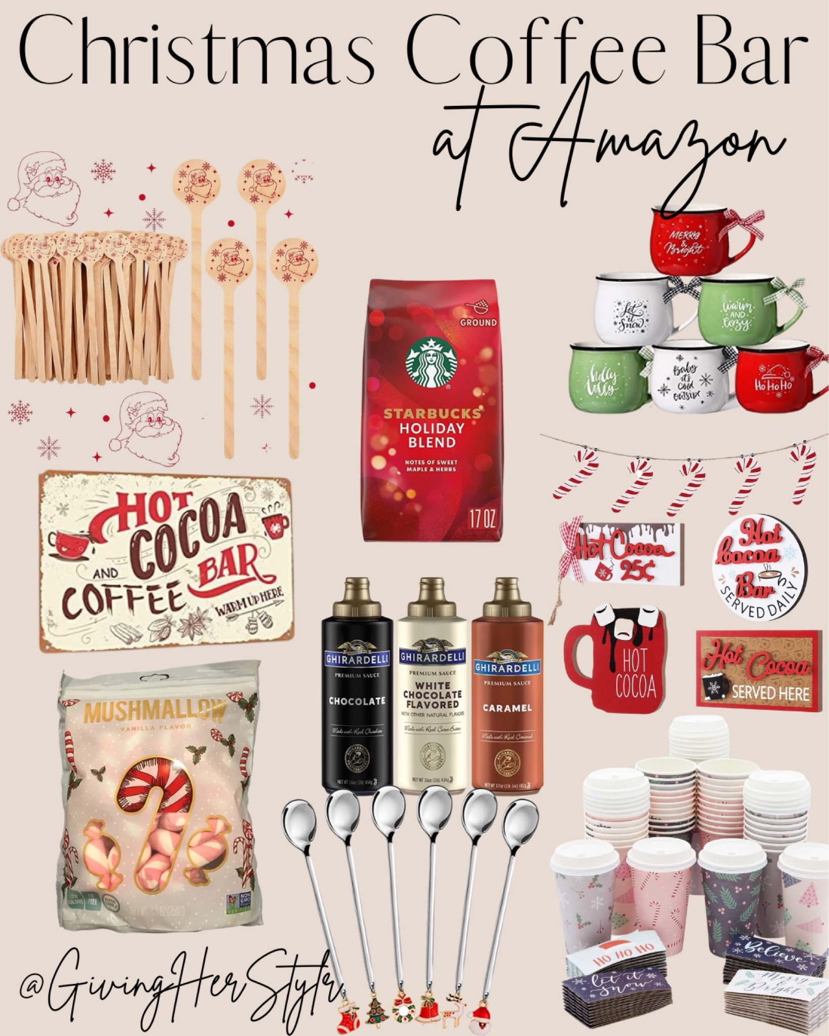 Christmas coffee bar finds at Amazon! 

| coffee bar | hot chocolate bar | Christmas | seasonal | holidays | coffee | home | amazon | amazon prime | amazon finds | amazon home | coffee cart | hot chocolate cart | host | hostess | Christmas party | Christmas mugs | Christmas coffee | 
#amazon #christmas #coffeebar

#LTKhome #LTKHoliday #LTKSeasonal