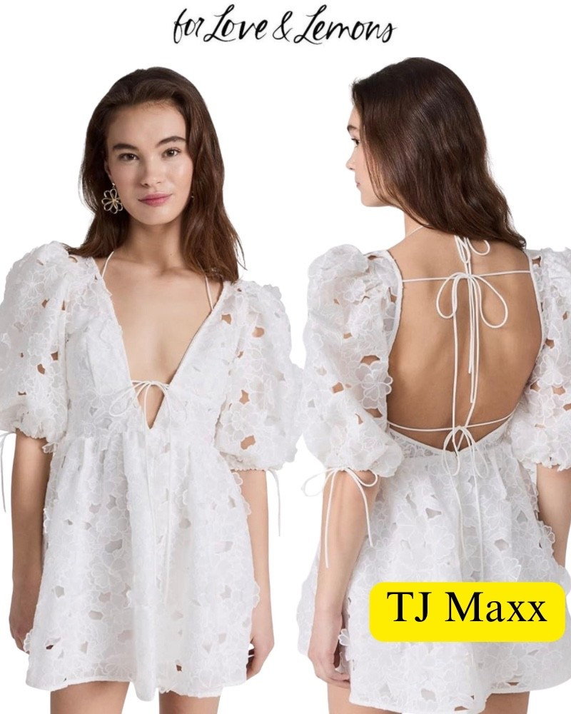For love and lemons, white lace dress, open back, spring, summer, brides, engagement, shower, designer deals, TJ Maxx sale.

#LTKMothersDay #LTKSaleAlert