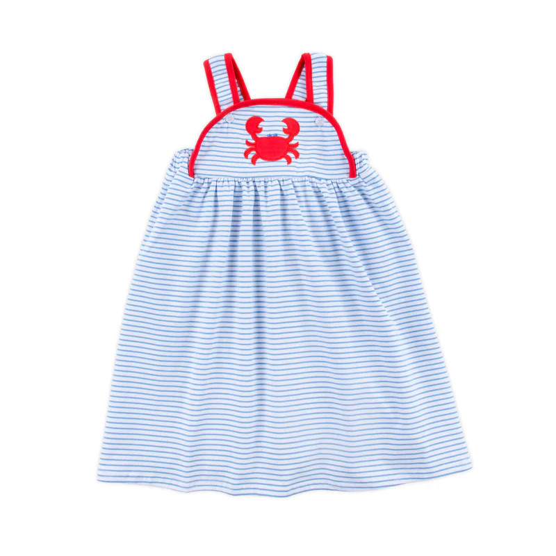 Coastal Crab Blue Stripe Skyler Dress | Classic Whimsy