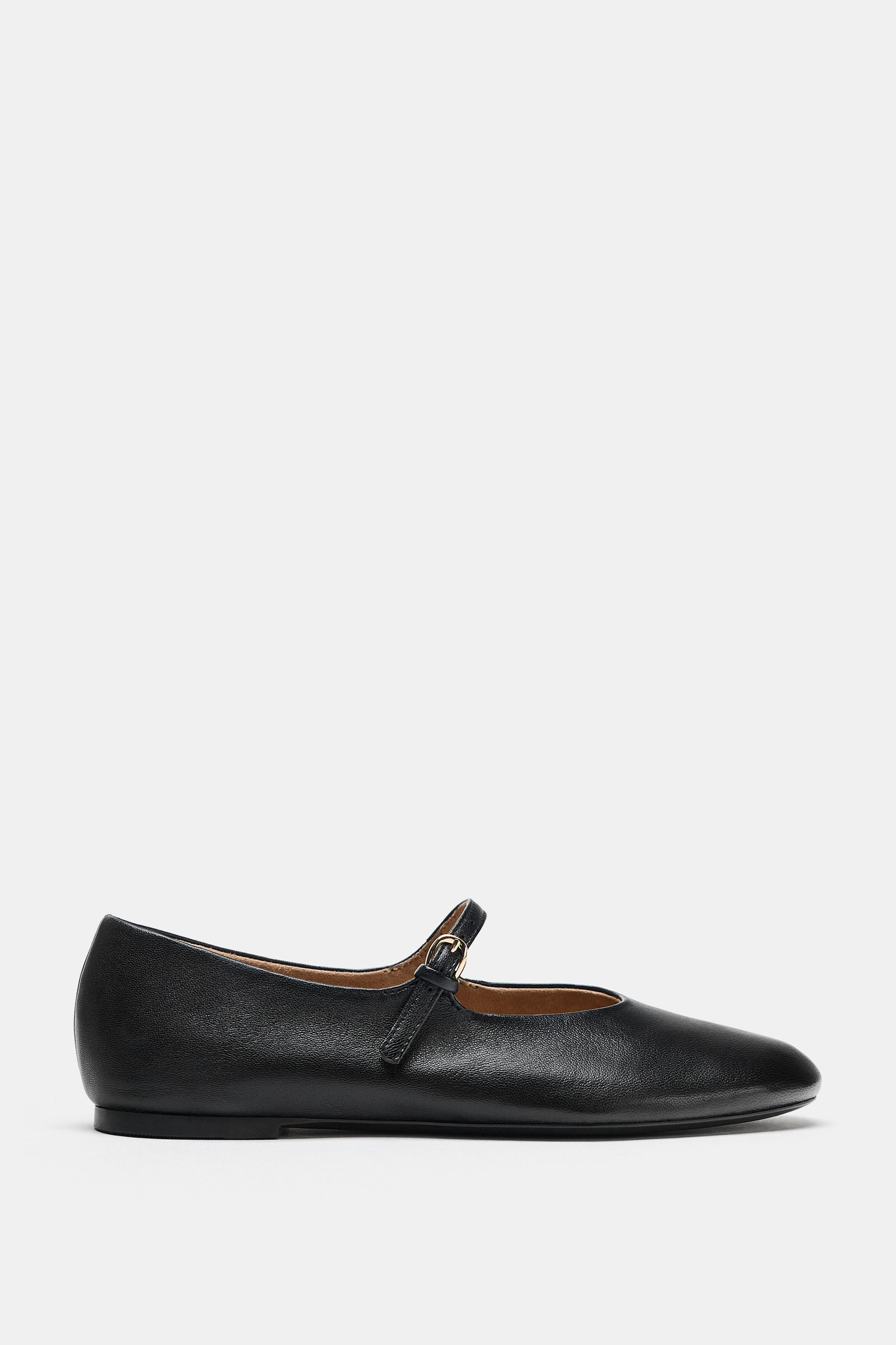LEATHER BALLET FLATS | Zara UK