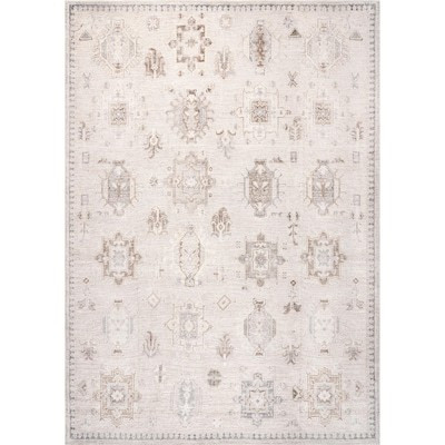 nuLOOM  Aurora 4 x 6 Beige Indoor Floral/Botanical Washable Area Rug | Lowe's