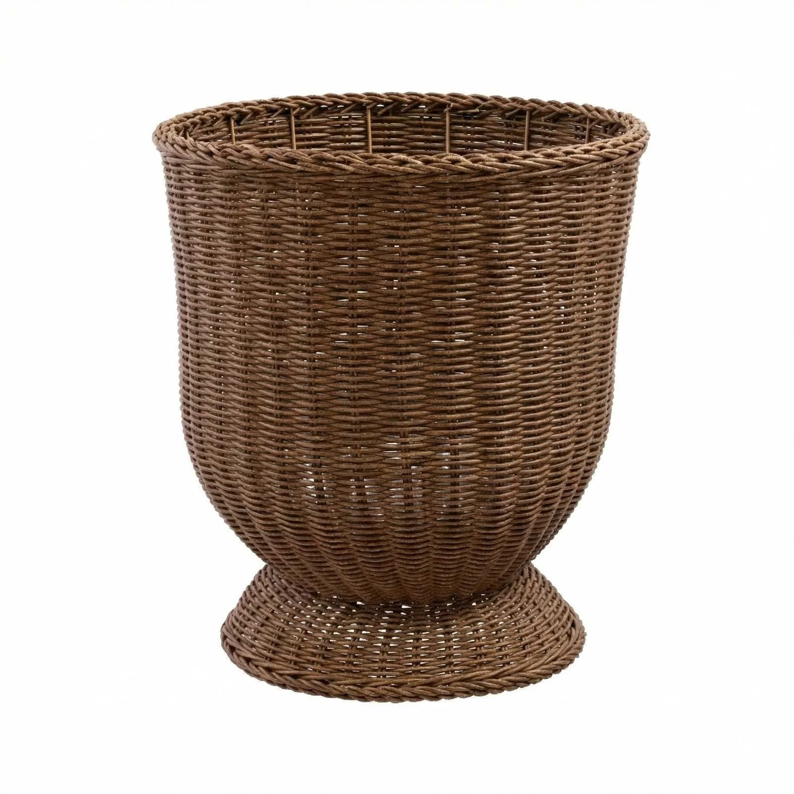 9.84" Dark Brown Woven Plant Pot with Pedestal Base, Decorative Rattan Style Flower Basket, Indoo... | Walmart (US)