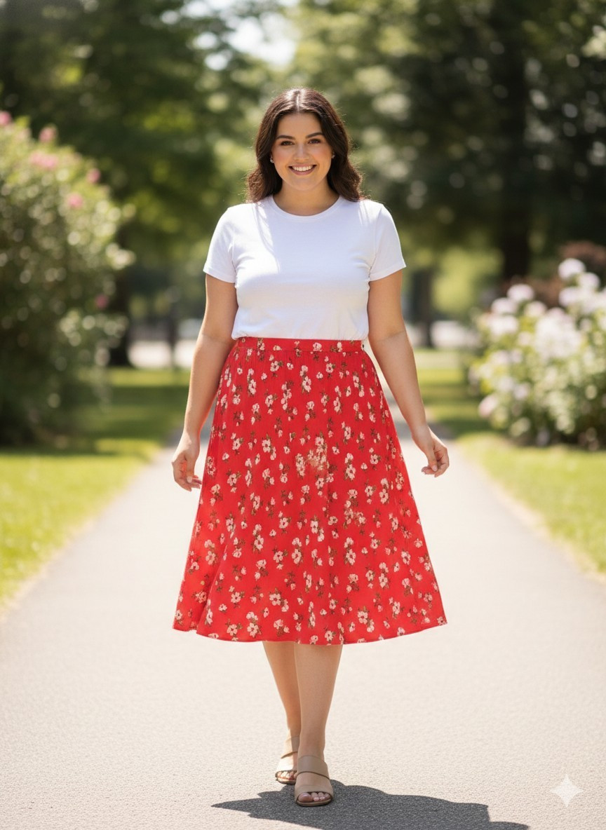 Old Navy New Floral Red Coral Skirt Womens Size XXL Pullon Spring Summer Cruise | eBay US
