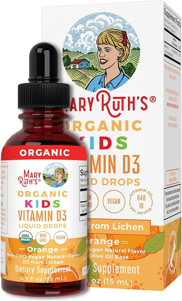 USDA Organic Vitamin D3 Liquid Drops for Kids by MaryRuth's | 640 IU Vitamin D3 Per Serving | Kid... | Amazon (US)