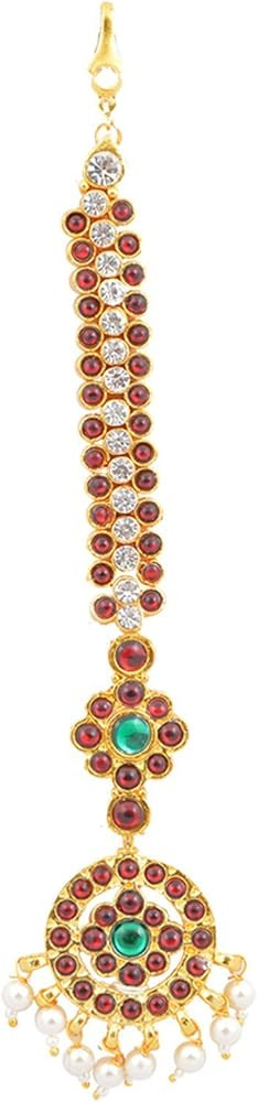Women's Gold Finish Kempu with 2 Dollar Chutti- Mang Tika Gold | Amazon (US)