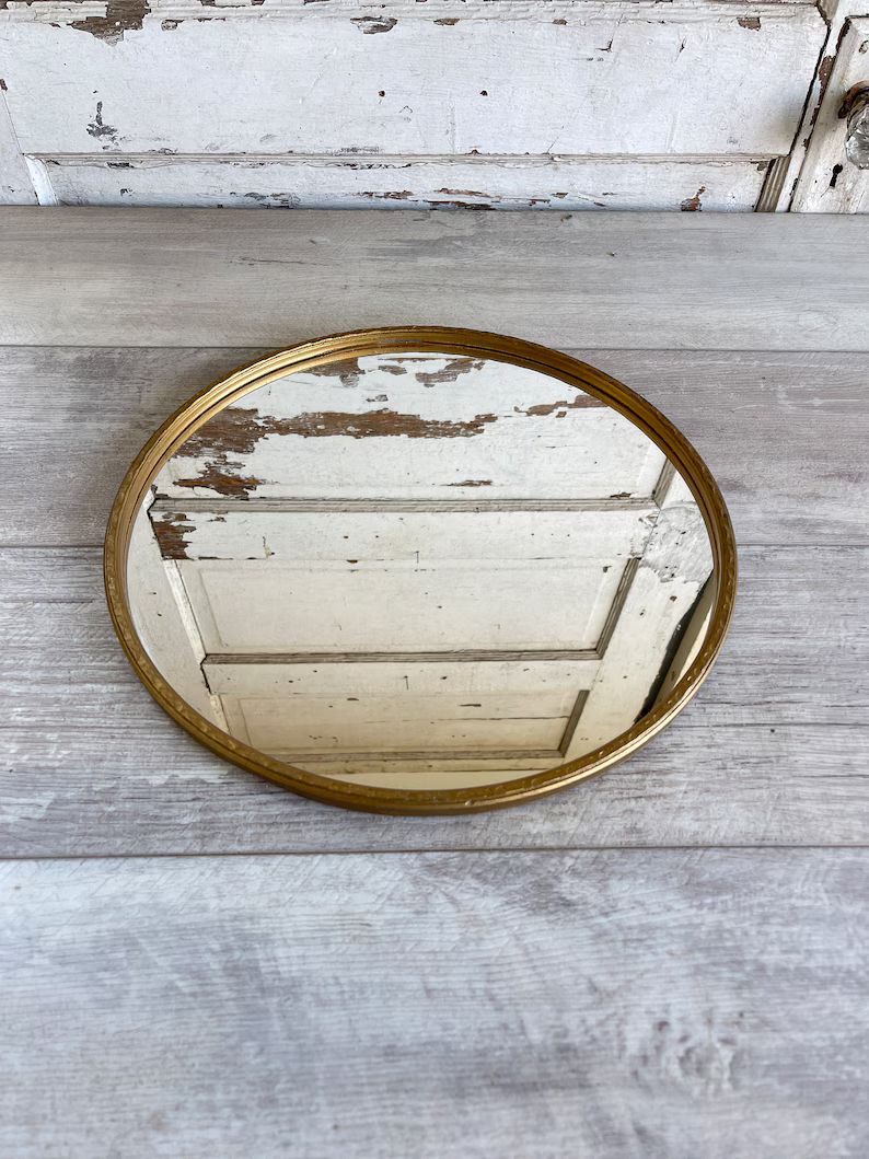 Vintage Wall Mirror Round Mid Century 14 Inch Narrow Wooden - Etsy | Etsy (US)