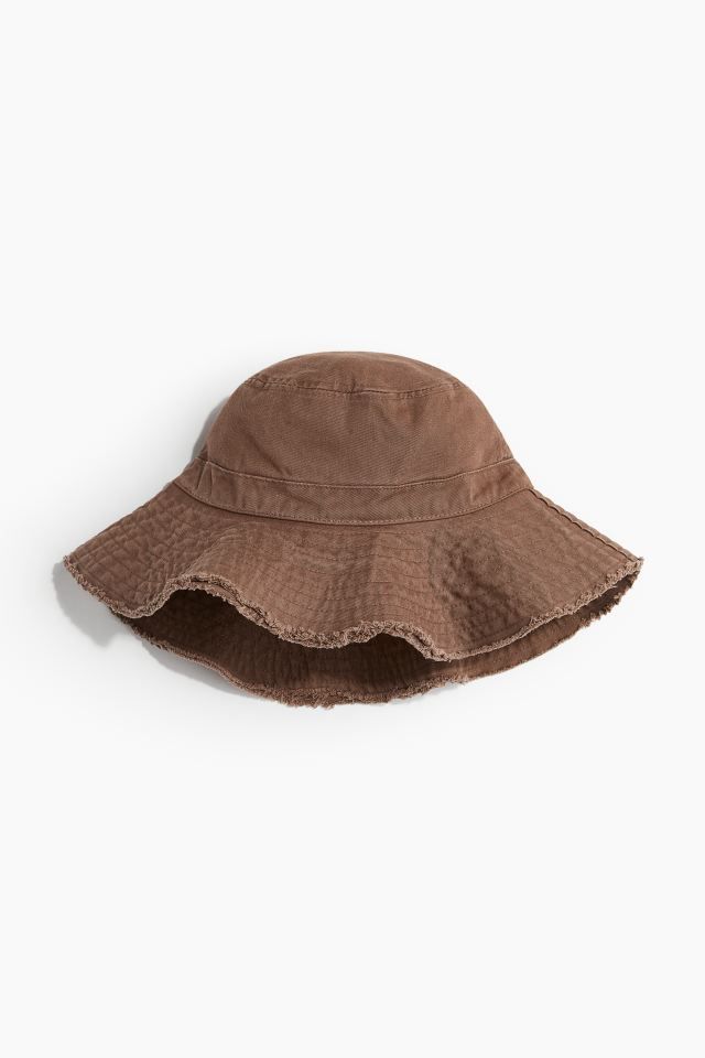 Frayed-edge Cotton Bucket Hat - Brown - Ladies | H&M US | H&M (US + CA)