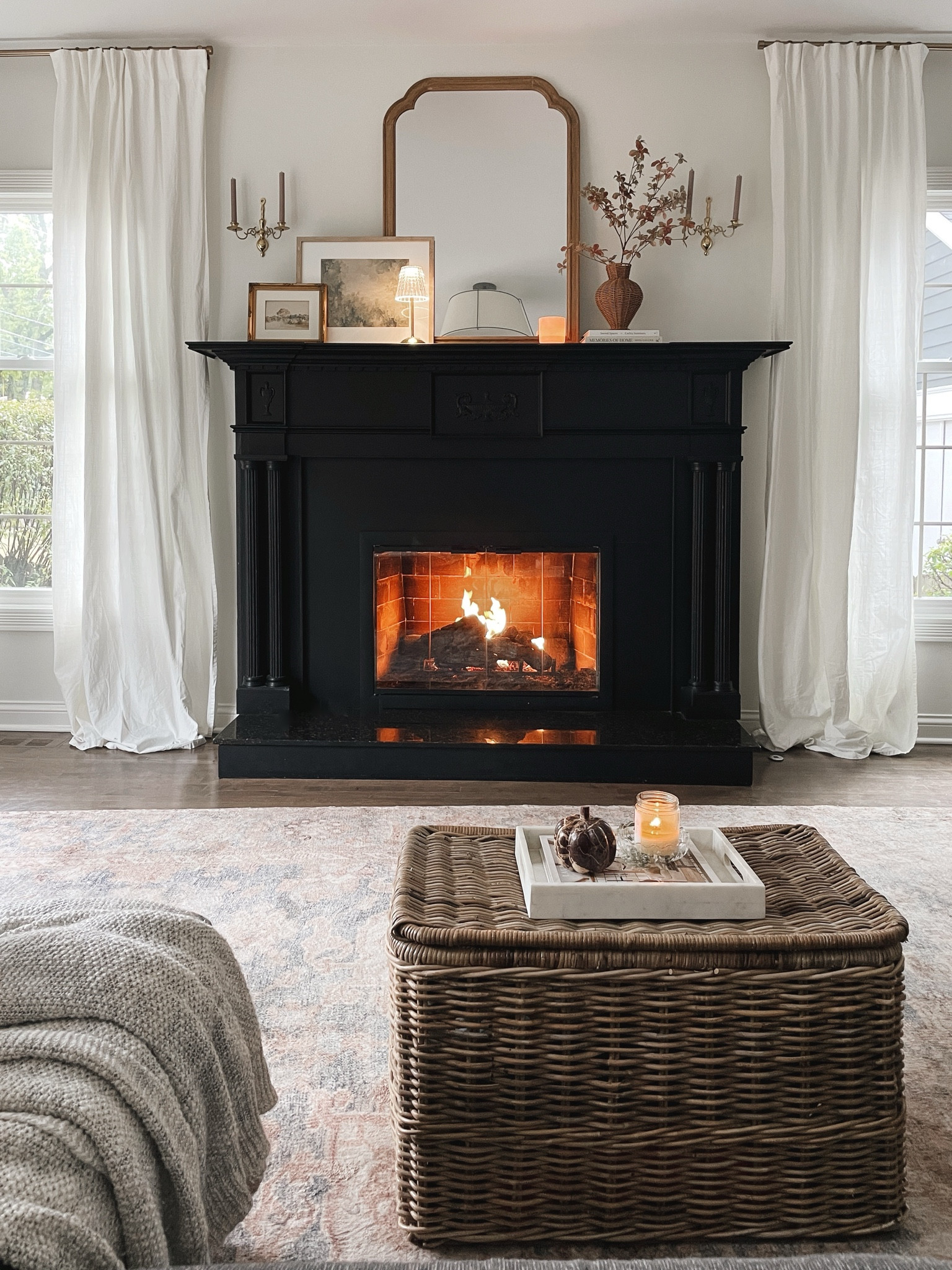 Fall family room ✨ fall stems, mantle decor, gold curtain rod

#LTKSeasonal #LTKHome