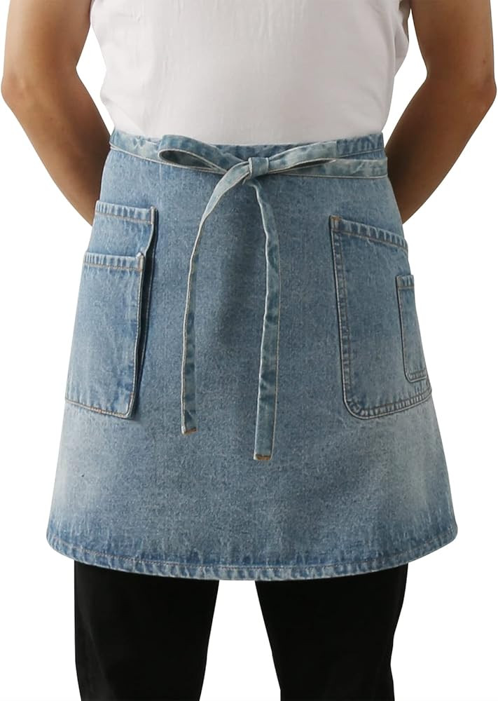 Jeanerlor Denim Waist Apron Acid Washed with Pockets for Women | Amazon (US)