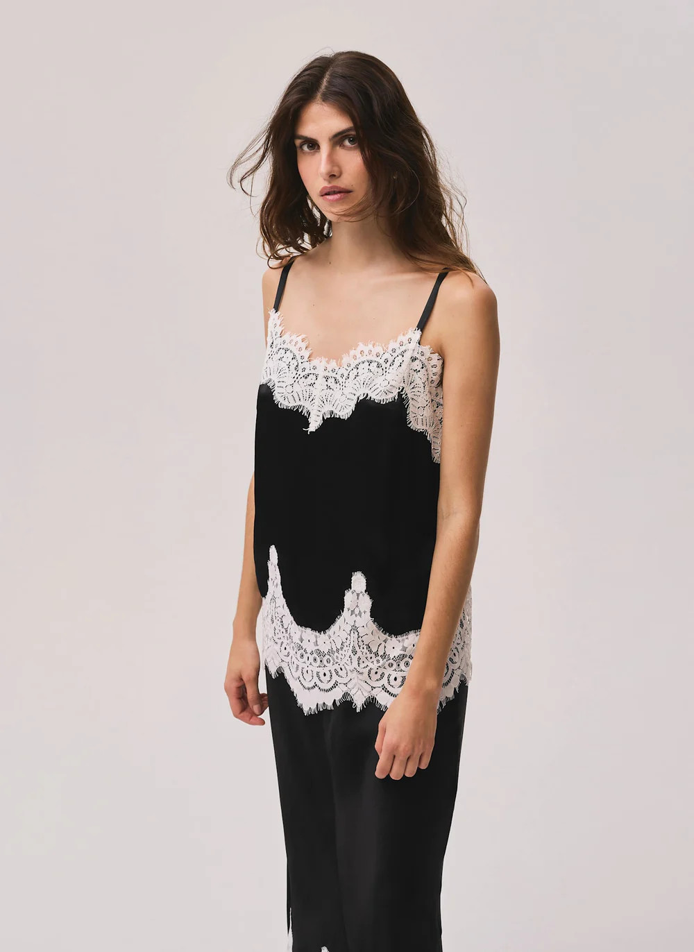 Black Satin Lace Camisole Top | Mint Velvet