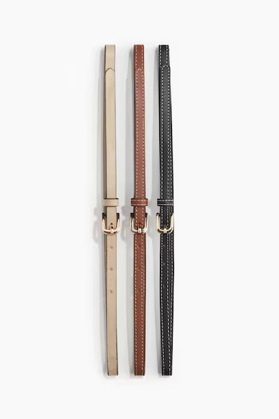 H & M - 3-pack Belts - Light Beige/Black/Brown | H&M (US + CA)