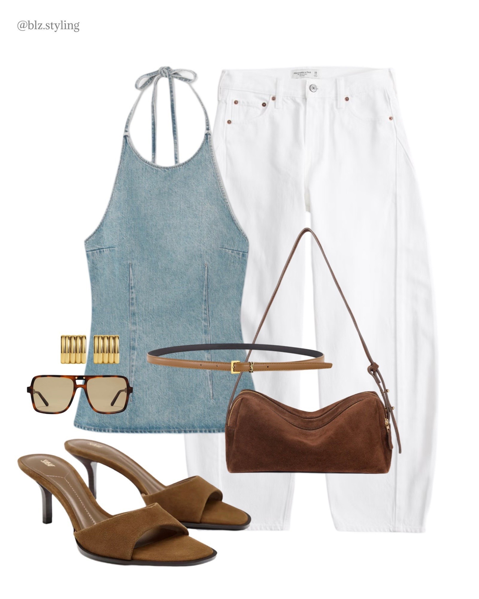 Jeans and a nice top! Denim halter neck, barrel jeans, spring outfit inspo, slip on mules, suede bag

#LTKsummer #LTKstyletip #LTKspring