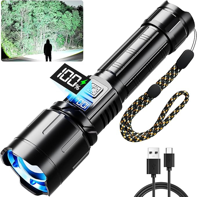 Rechargeable Flashlight 99000 High Lumens, LED Super Bright Flash Light, Tactical Flashlights wit... | Amazon (US)
