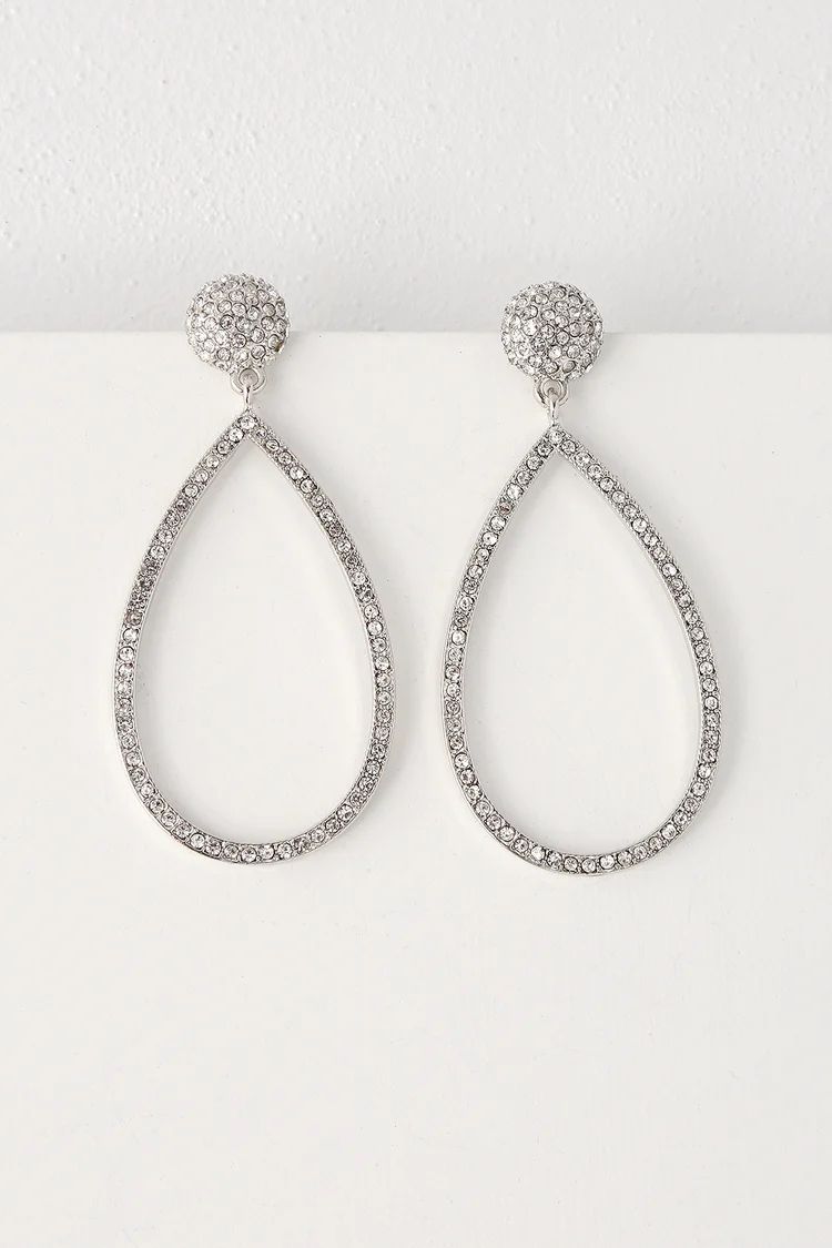 Glow For You Silver Teardrop Rhinestone Earrings | Lulus (US)
