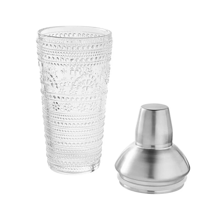 The Pioneer Woman Channing Glass 24-Ounce Cocktail Shaker with Stainless Steel Lid, Clear | Walmart (US)