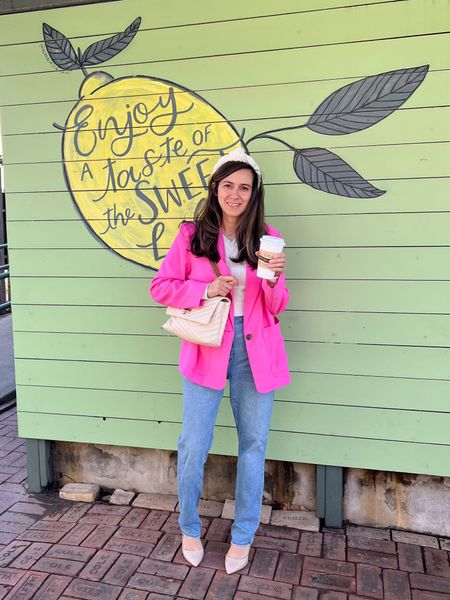 This hot pink blazer is so cute for this season! You can style it in so many ways!  I am wearing a crop sweater and jeans with some nude heels! Get details here! Valentine’s Day, vday, Galentine’s, pink,
Amazon finds,
Vday, spring, favorites 
pass.the.prosecco.blog 

#LTKFind #LTKSeasonal #LTKstyletip