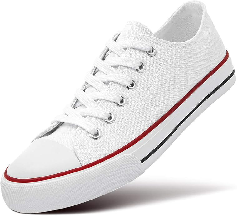 ZGR Women’s Canvas Low Top Sneaker Lace-up Classic Casual Shoes Black and White | Amazon (US)
