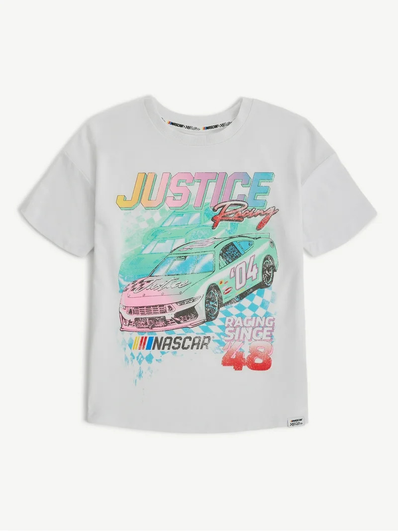 Justice Girl's NASCAR X Justice Collab Oversized Tee, Sizes XS - XLP | Walmart (US)