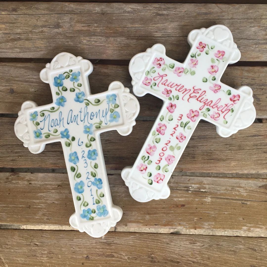 Porcelain Scroll Cross Baby/christening Gift - Etsy | Etsy (US)