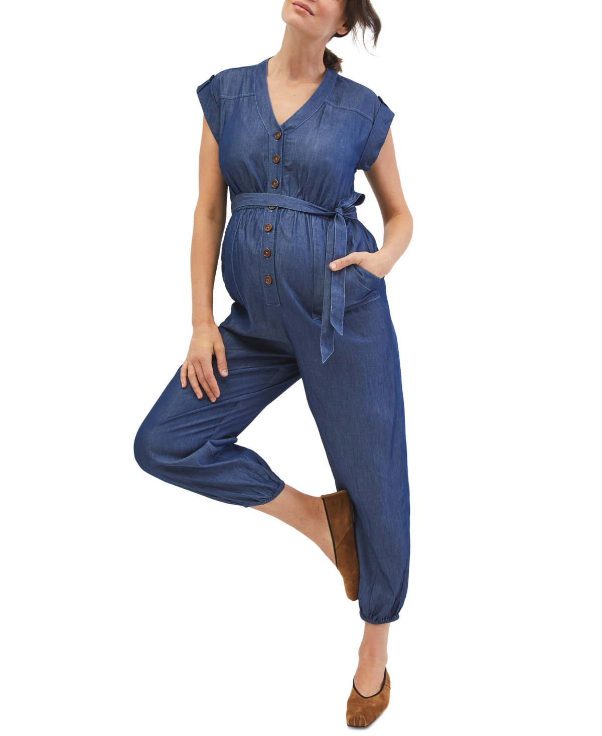 Motherhood Maternity Utility Boiler Maternity Jumpsuit | Macys (US)