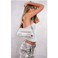 Silver Metallic Trapeze Shoulder Bag | PrettyLittleThing US