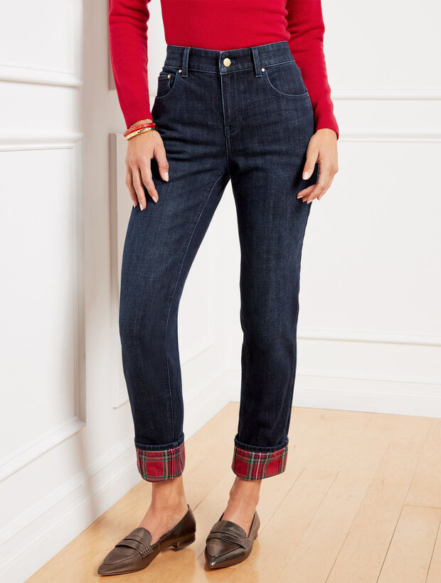Tartan Cuff Everyday Relaxed Jeans - Alpine Wash | Talbots